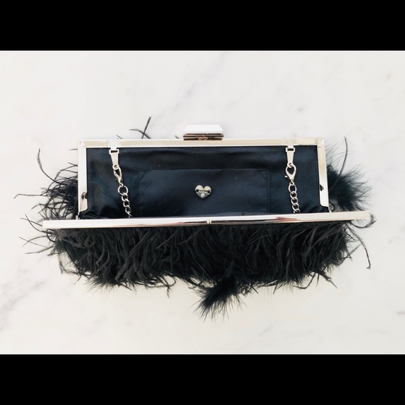 BEBE Luxury OSTRICH Feather Pochette Plume Ella Clutch / Shoulder Bag SOLD - Picture 5 of 13